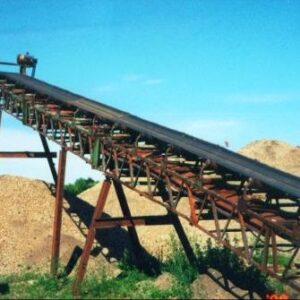 A truss conveyor angled upwards