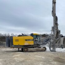 A hydraulic rock drill.