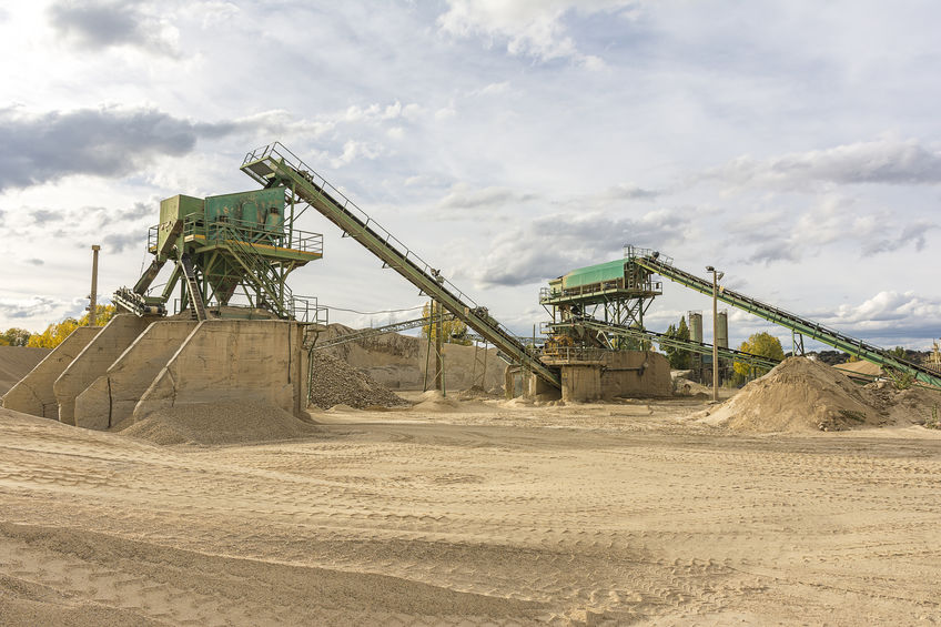 Quarry of sand and river stone